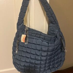 NWT FP Movement by Free People Skyline Blue Quilted Shoulder Bag retail $78